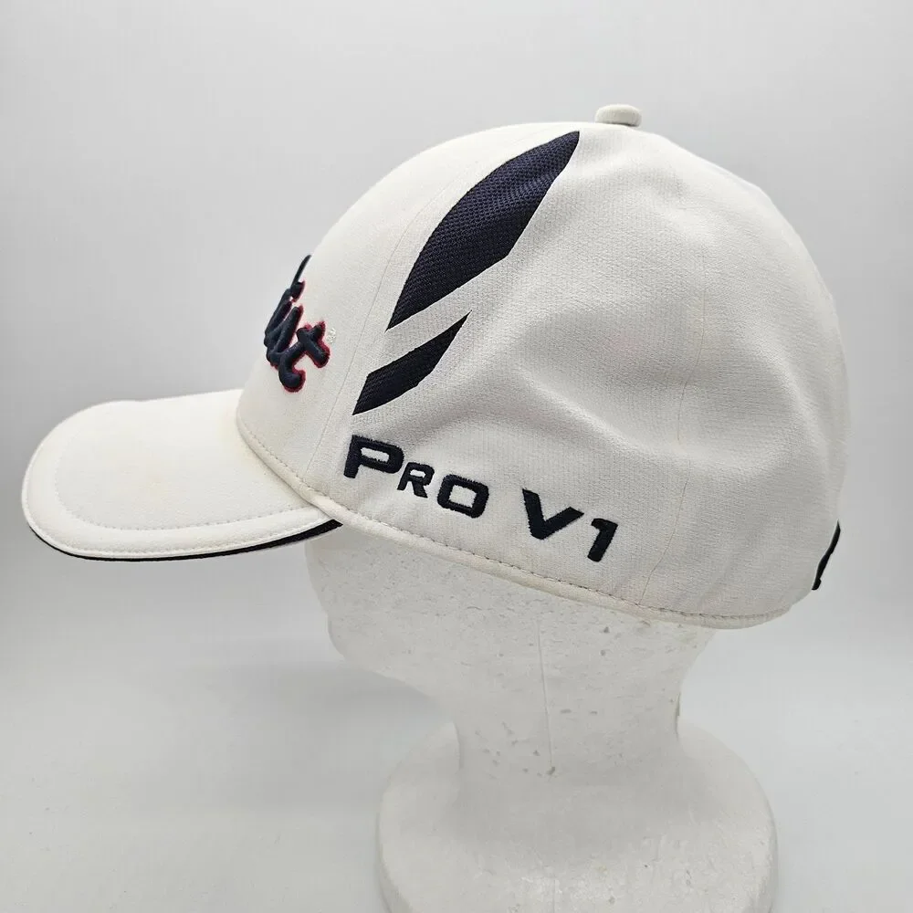 Titleist Golf Hat Cap Fitted White Pro V1 Golf USA American Flag Patriotic L/XL